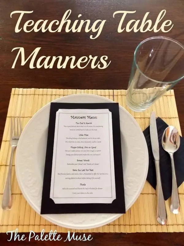 Teaching Table Manners using the Manners Menu - thepalettemuse.com