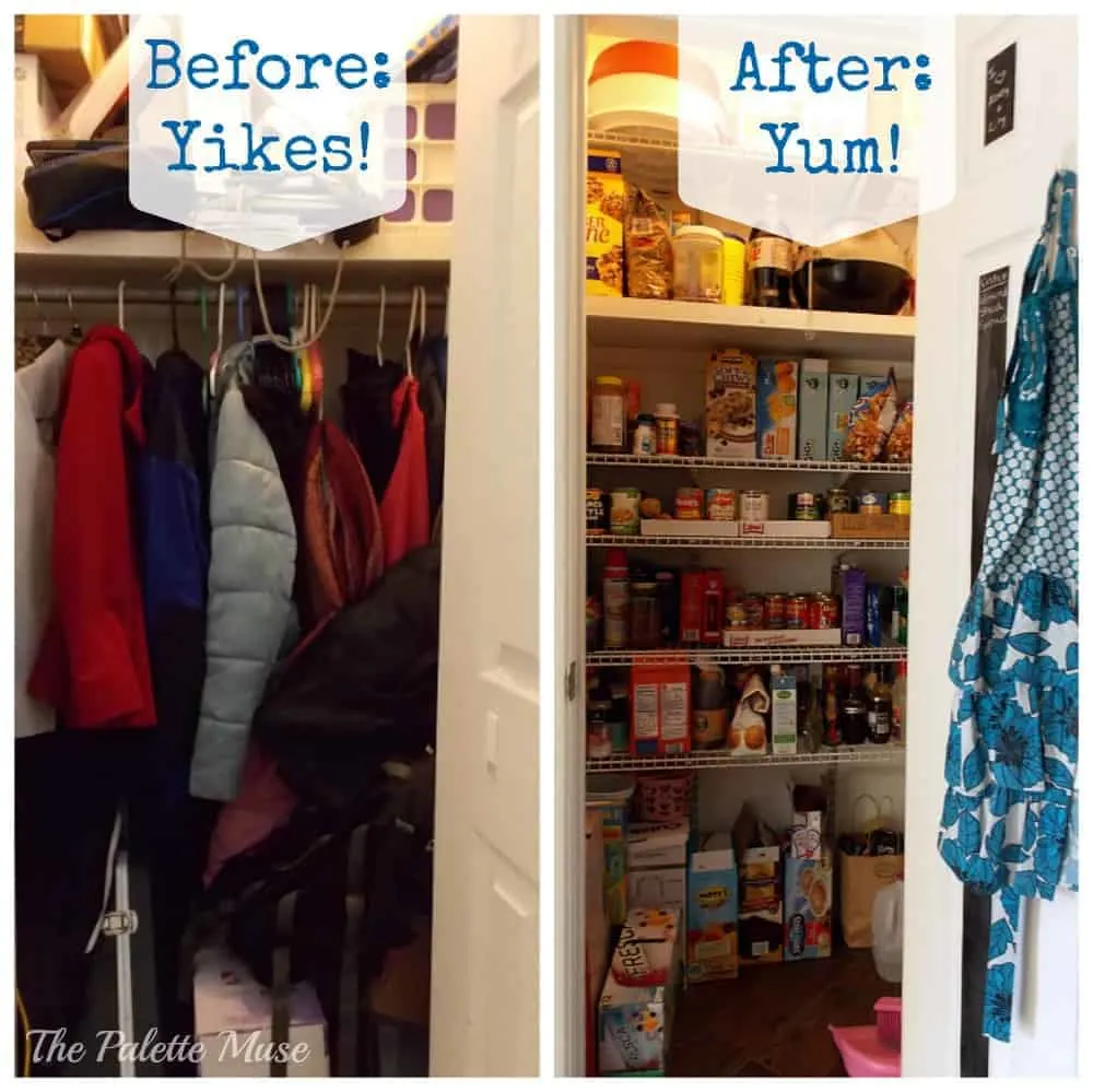 Creating an Organized Pantry from a Hall Closet - The Palette Muse