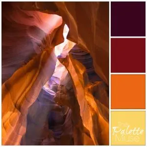 This canyon palette glows with warm yellow, orange and reds. ThePaletteMuse.com
