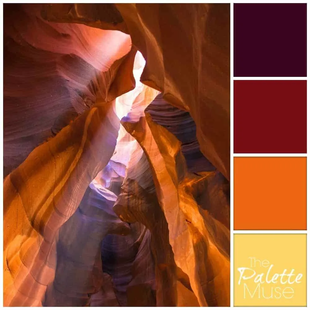 This canyon palette glows with warm yellow, orange and reds