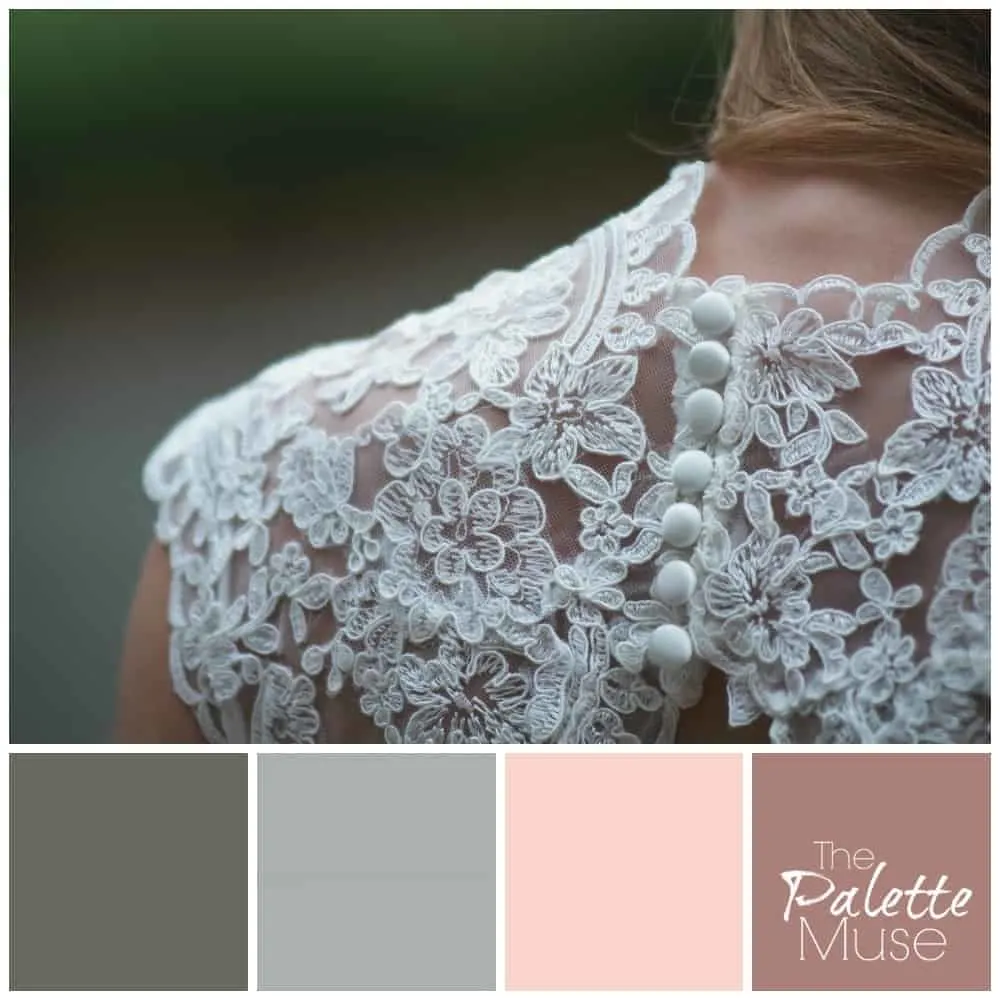 Fresh pastel palette with grays and muted pinks