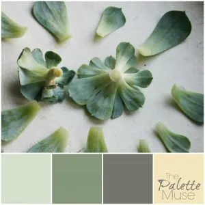 This soft palette uses greens, yellow, and gray - perfect for a nursery.