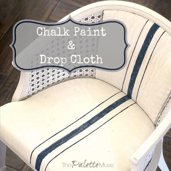 How to remake a chair with Americana Decor Chalky Finish Paint, a drop cloth, and fabric paint.