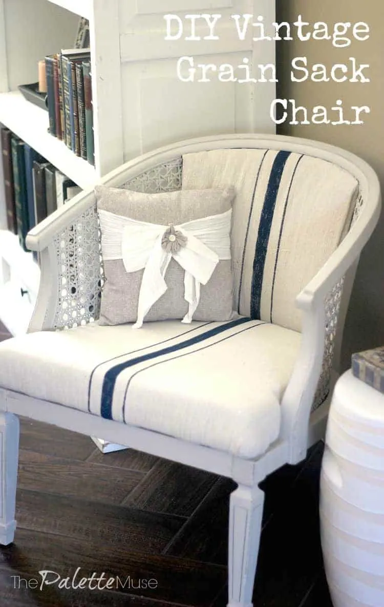 DIY-Vintage-Grain-Sack-Chalky-Finish-Chair