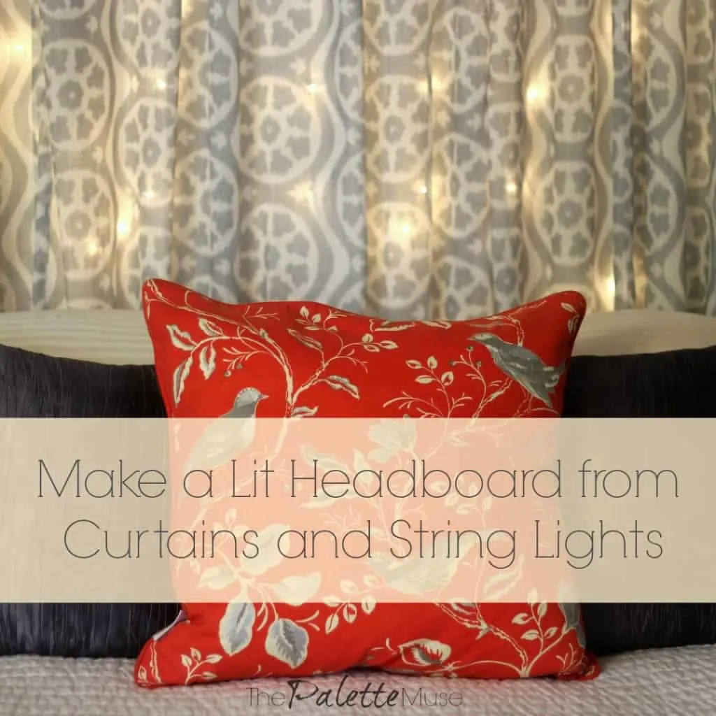 Make a Lit Headboard from Curtains and String Lights