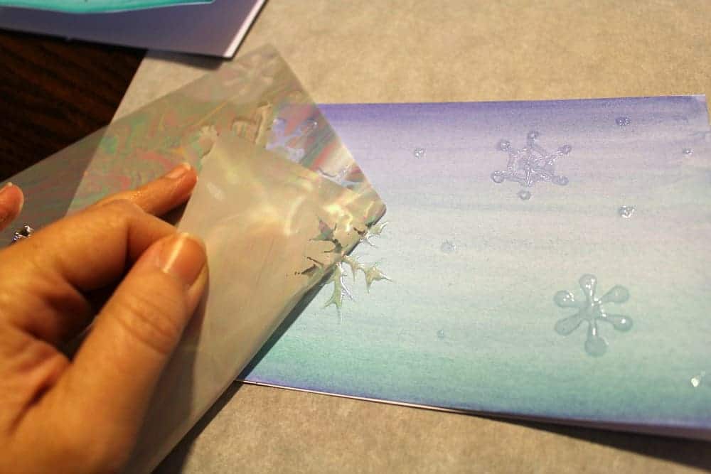 Snowflake-cards-removing-foil