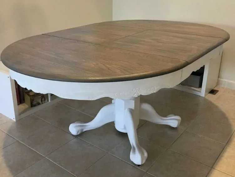 Farmhouse table with white painted base