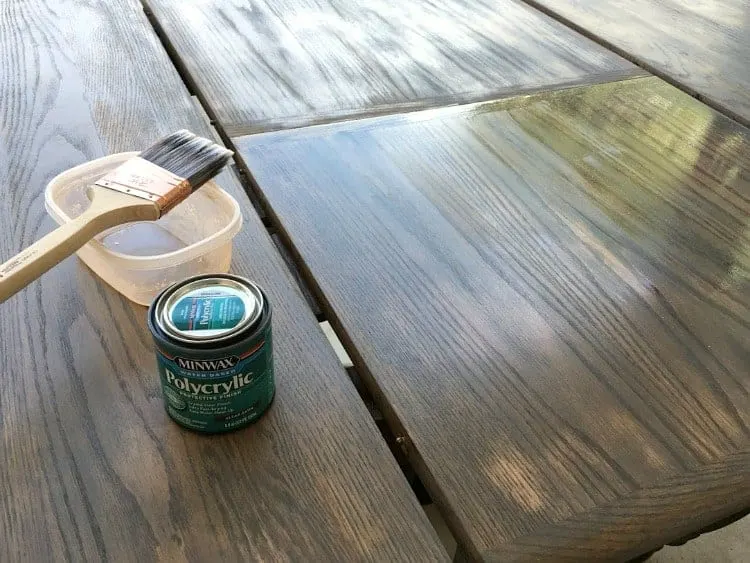 Applying polycrylic to stained table top