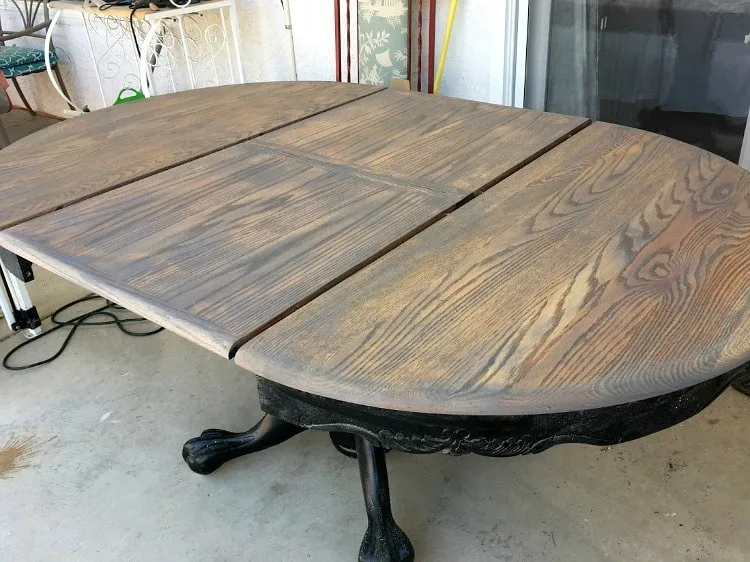 Table top after gray stain and before a top coat