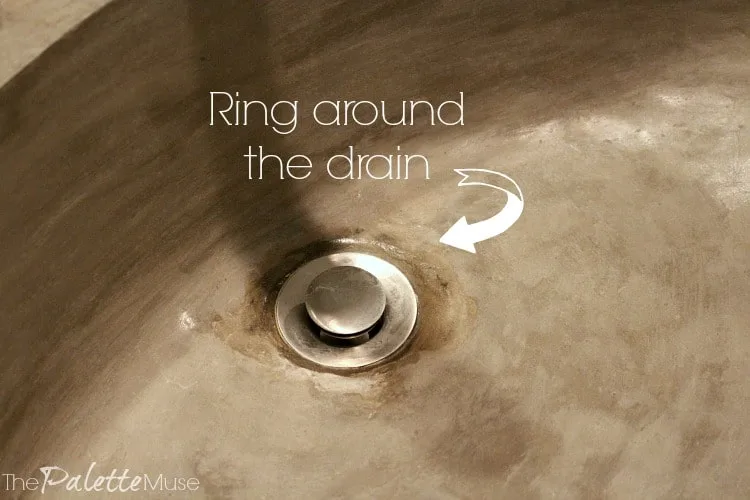 Ring around the drain of a DIY concrete countertop sink