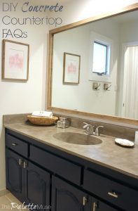 Thinking about concrete countertops? Read this first! Here's all the facts and FAQs about the process and how well it's holding up. #concrete #countertop #DIYdecor