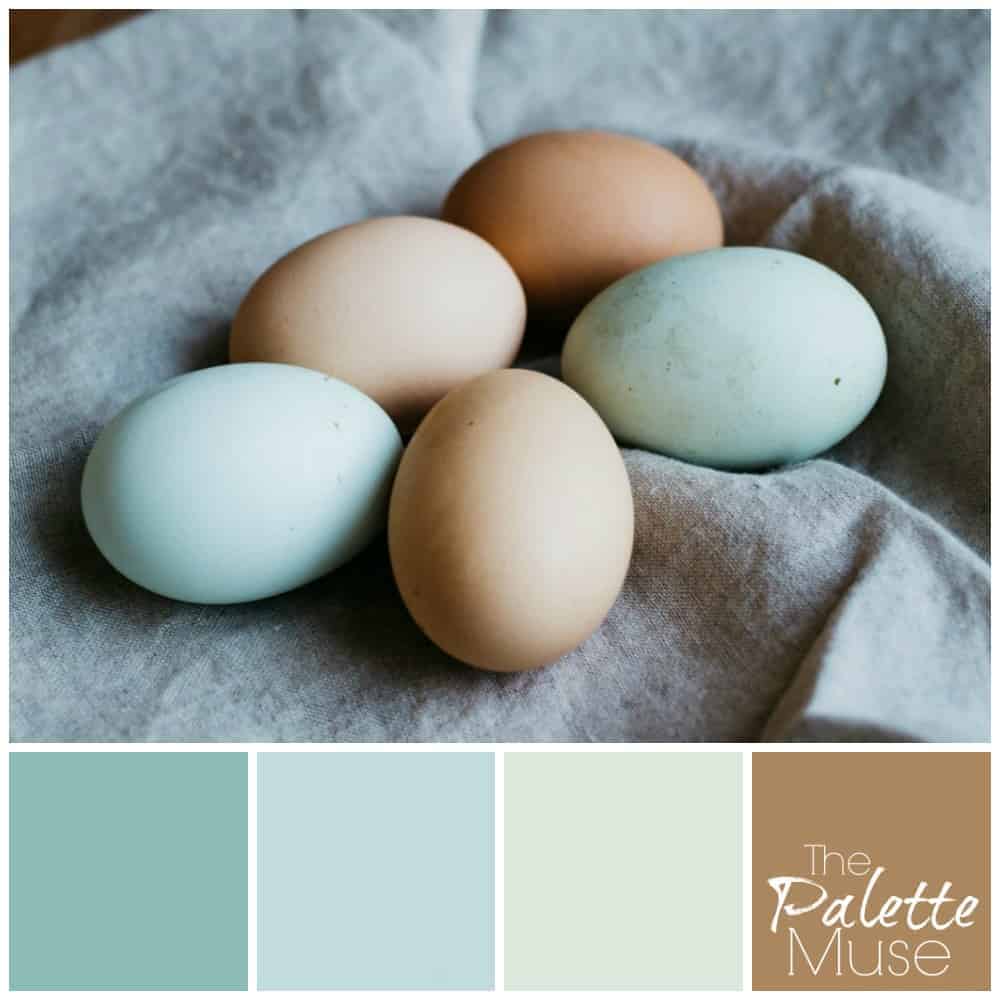 Eggshell palette with green-blues and brown