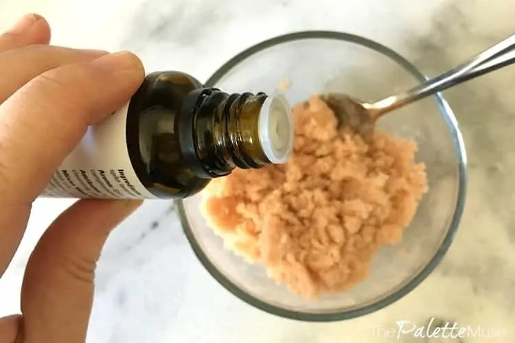 Adding essential oils to Himalayan salt scrub