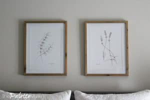 Eucalyptus and Lavender drawings are perfect above the bed. #hobbylobby #wallart #bedroomdecor