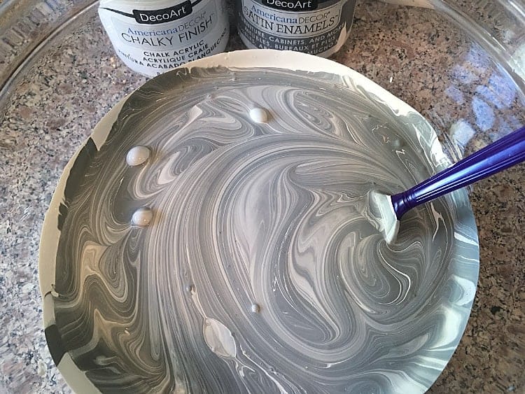 Custom chalk paint color from DecoArt "Everlasting" and "Smoke Gray."
