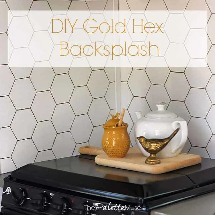 This DIY Gold Hex Backsplash makes a huge statement without a huge hassle.