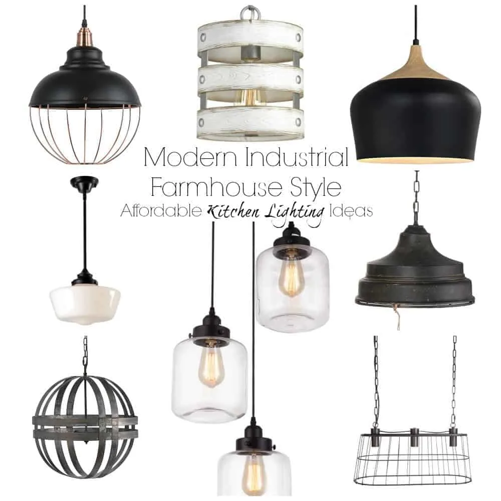 Modern Industrial Farmhouse Lighting Ideas. Chandeliers, pendants for islands or breakfast tables. #kitchendesign #farmhouselighting #pendantlights