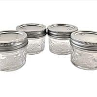Mason Ball Jelly Jars-4 oz. each - Quilted Crystal Style