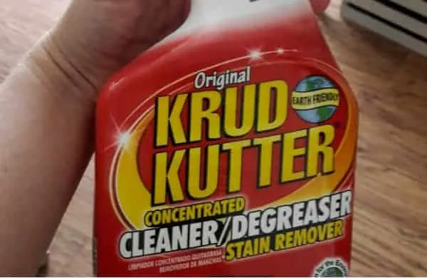 A bottle of Krud Kutter, for cleaning before painting cabinets
