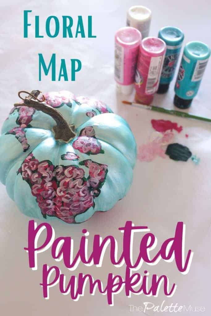 Floral Map Painted Pumpkin