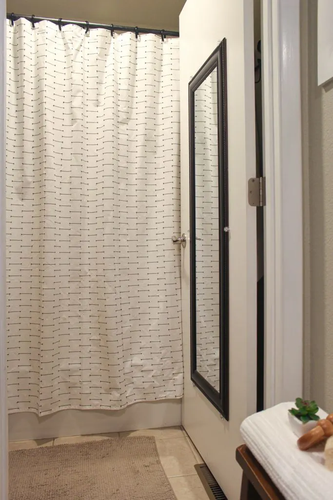 black and white patterned shower curtain for girls bathroom decor ideas