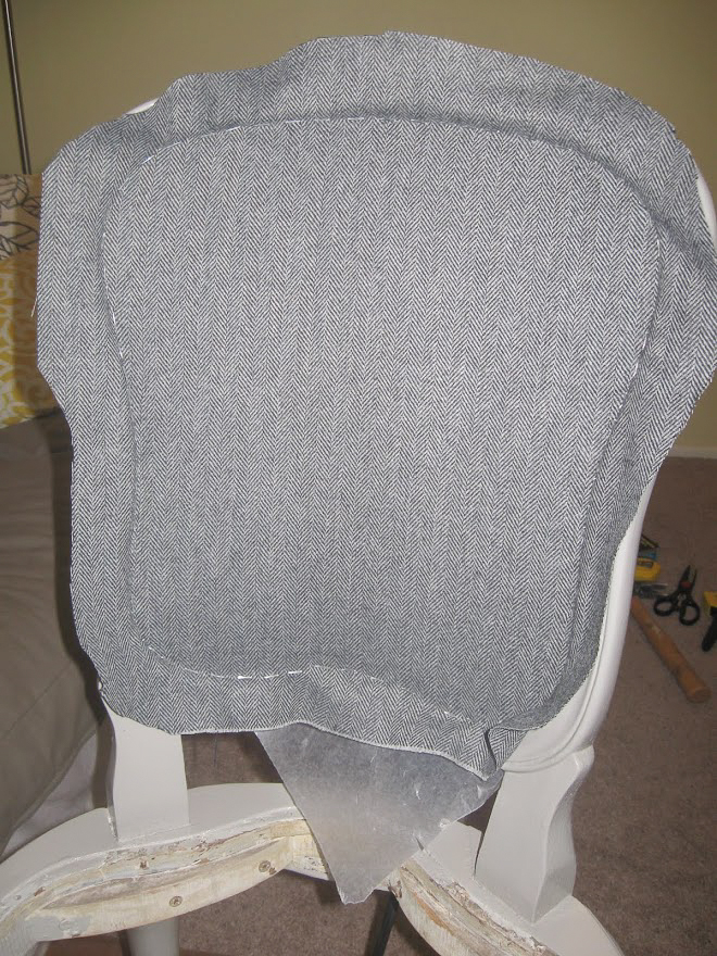 New gray paint and upholstery on the chair back