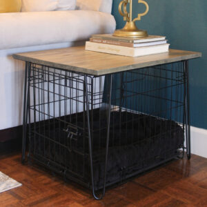 Close up of Custom Built Dog Crate Table