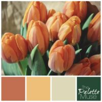 Bold oranges and greens make up this punchy tulip palette.